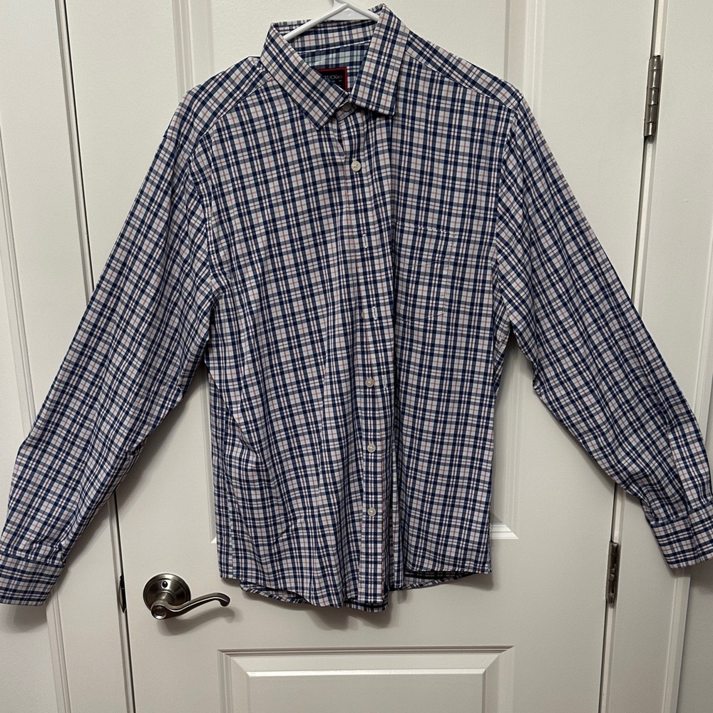 UNTUCKit Navy and White Checkered Shirt